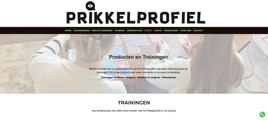 Shoppagina van Prikkelprofiel, gebouwd in Plug&Pay